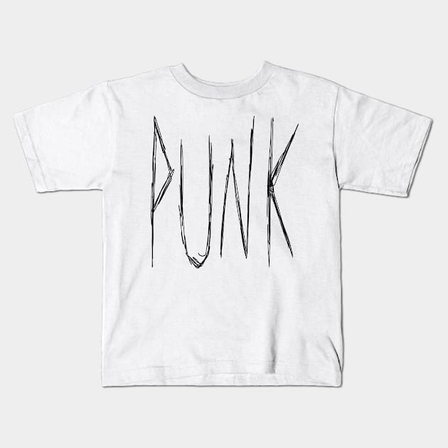 Dark and Gritty Punk Text Design Kids T-Shirt by MacSquiddles